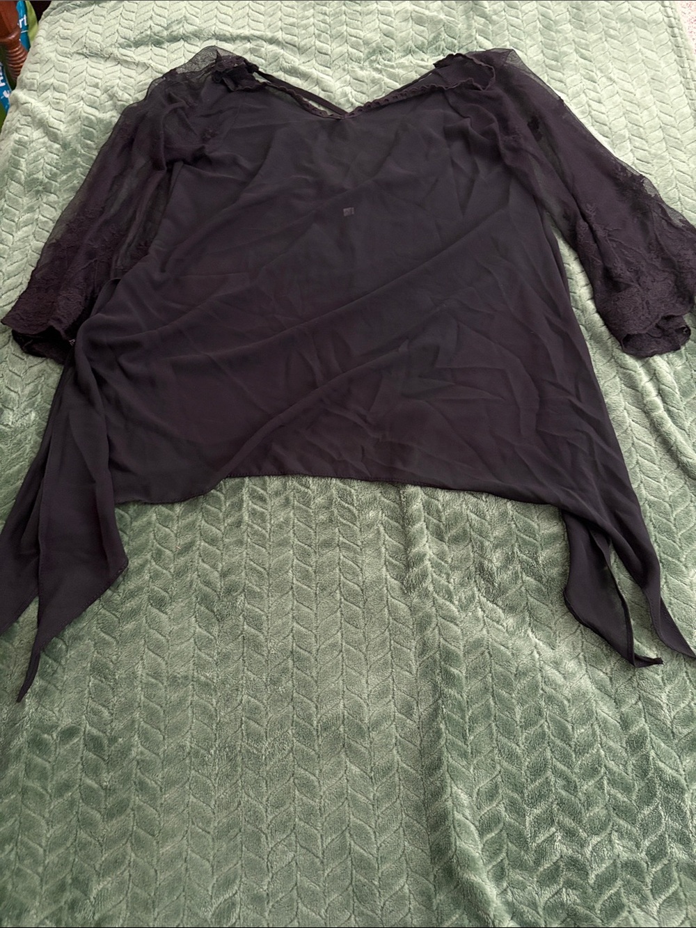 Unbranded Sheer Top Bell Sleeves Goth Witchy Costume Fairycore Lace Ebellishment